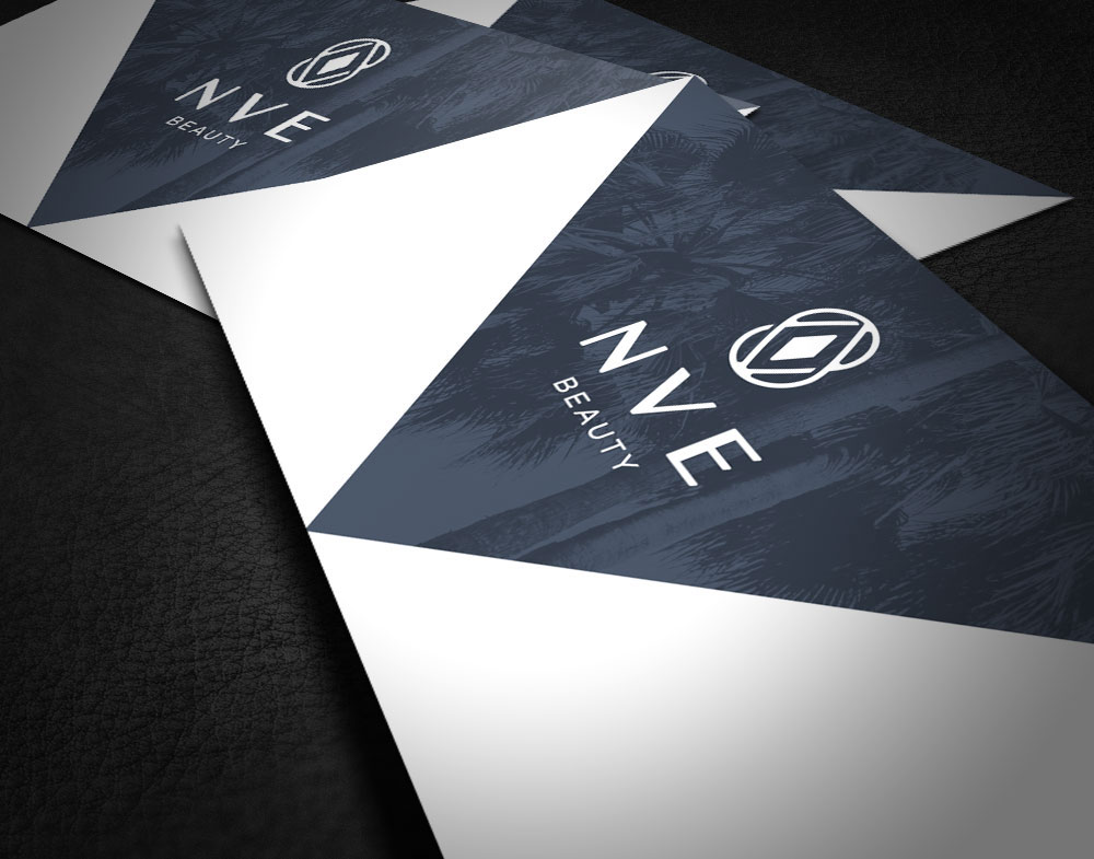 NVE Beauty business cards closeup